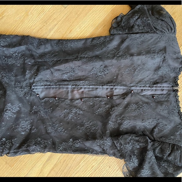 Black lace overlay drop waist dress vintage Madonna 80s witch a goth Gunne Sax!! - Picture 4 of 11